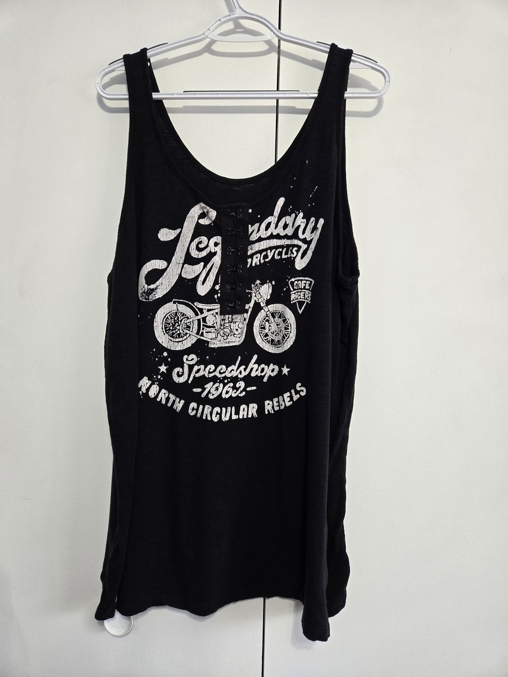 Torrid Vintage Size 4 Black Motorcycle Graphic Tank Top Biker Moto Grunge